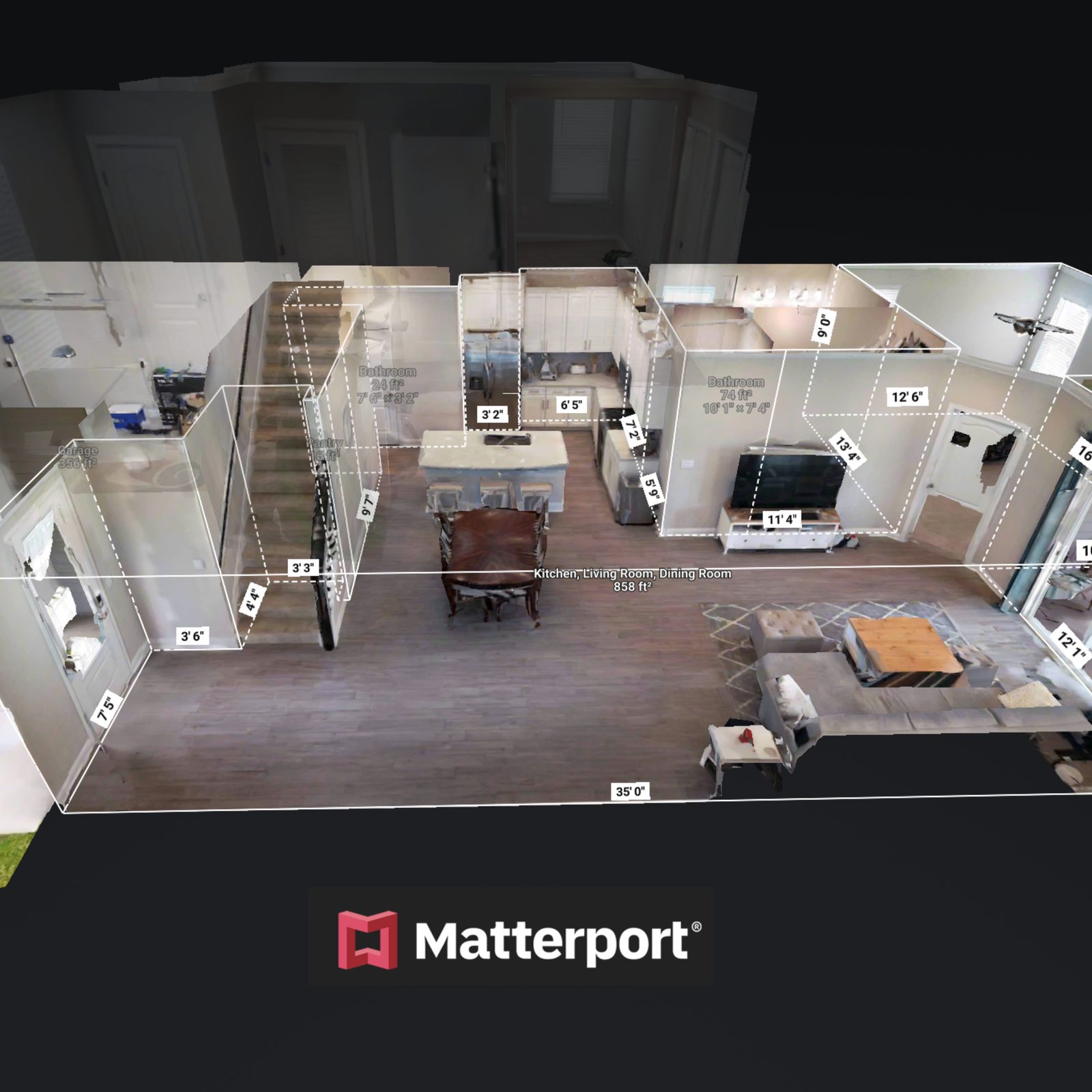 Matterport dollhouse view of a home